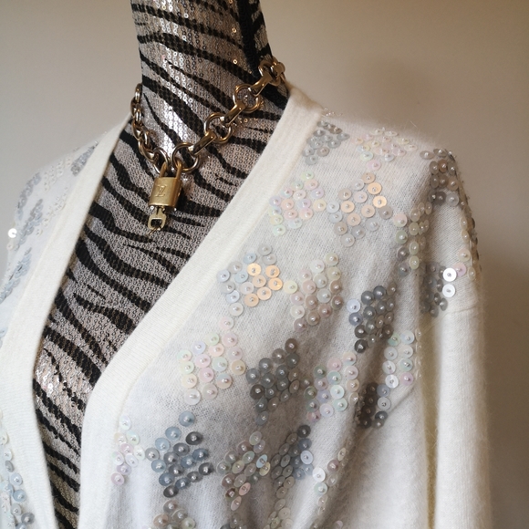 Vintage Lambswool and Angora Sequin Cardigan - Picture 5 of 6